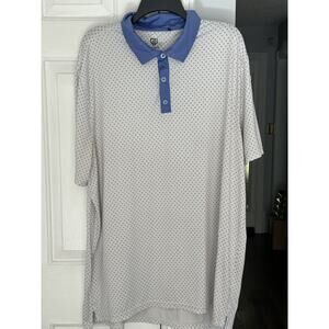 EUC Graham Luxe XXL White/Blue (Purple) Polka Dot Golf Polo Shirt Short Sleeve